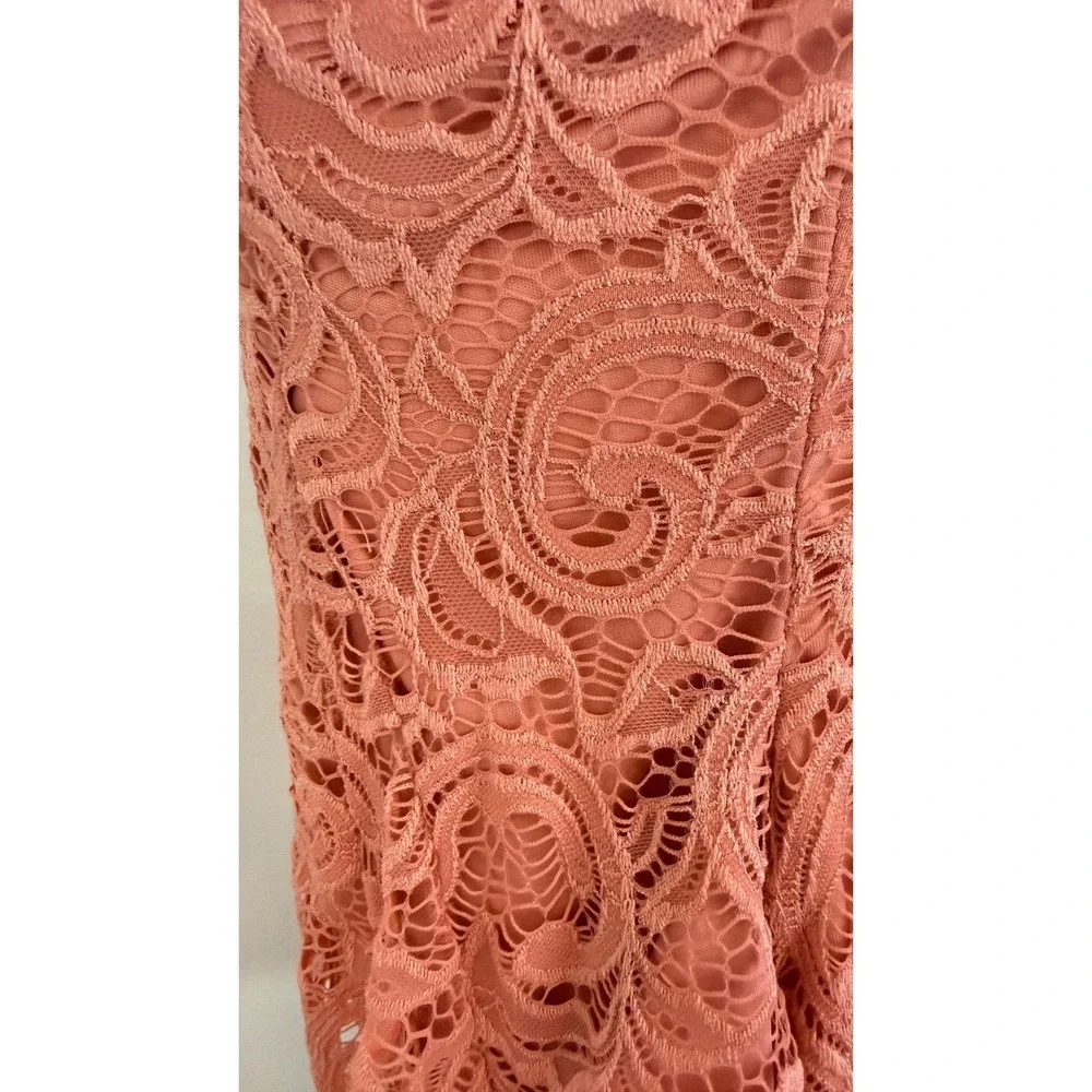 Vtg Dusty Rose Floral Lace Peplum Necklace Sleeveless Top M Coquette Victorian - Picture 13 of 16